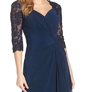 La Femme Twisted Column Gown (Navy - Size 12)
